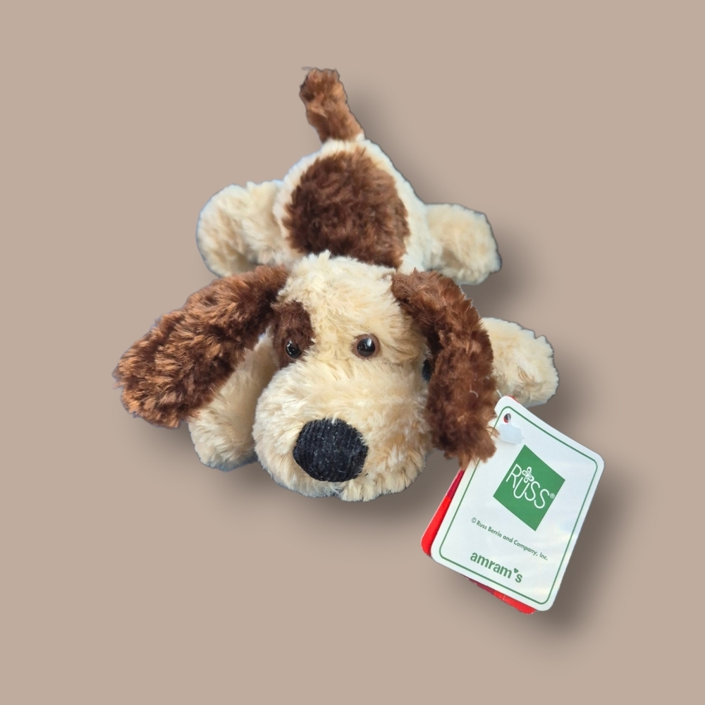 Russ Berrie "Droozy" Dog Plushie - Brown and Cream